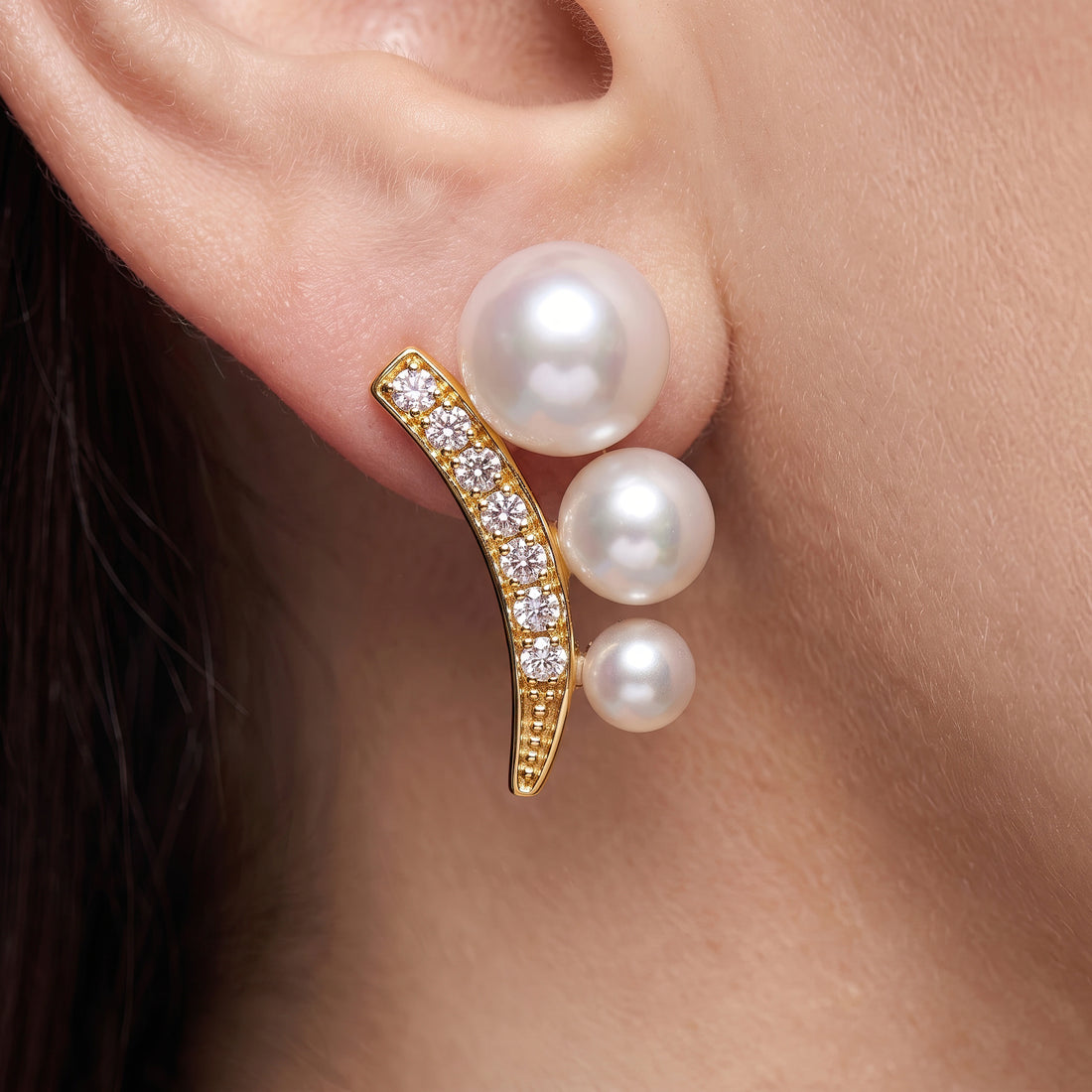 PRAO Earrings Anti-Tarnish Pearl Crystal Ear Climbers