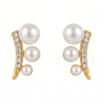 PRAO Earrings Anti-Tarnish Pearl Crystal Ear Climbers