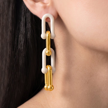 PRAO Earrings Resin U-Link Dangles