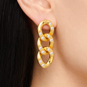 PRAO Earrings Crystal Link Dangles