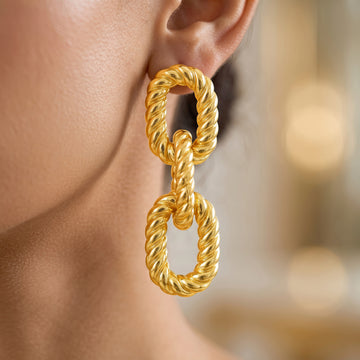 PRAO Earrings Twisted Link Dangles