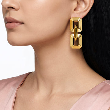 PRAO Earrings Geometric Link Dangles