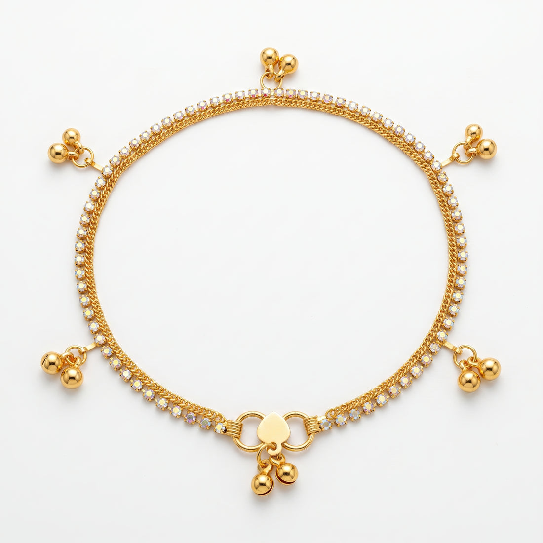 PRAO Anklet Anti-Tarnish Multi-Strand Crystal Bells