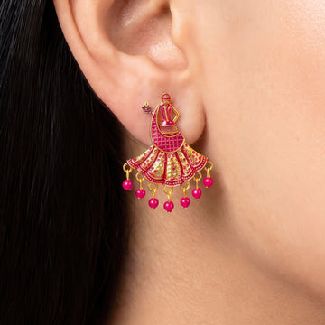 PRAO Earrings Anti-Tarnish Dancer Pink Dangles