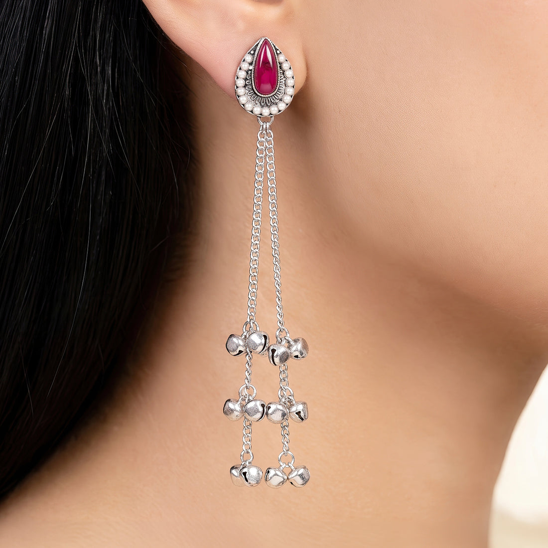 PRAO Earrings Anti-Tarnish Oxidized Pearl Tassels