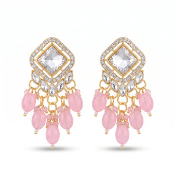 PRAO Earrings Anti-Tarnish Pink Bead Dangles