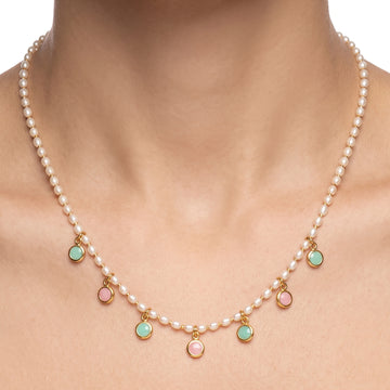 PRAO Necklace Anti-Tarnish Pastel Pearl Chain