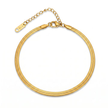 PRAO Anklet Anti-Tarnish Flat Snake Chain