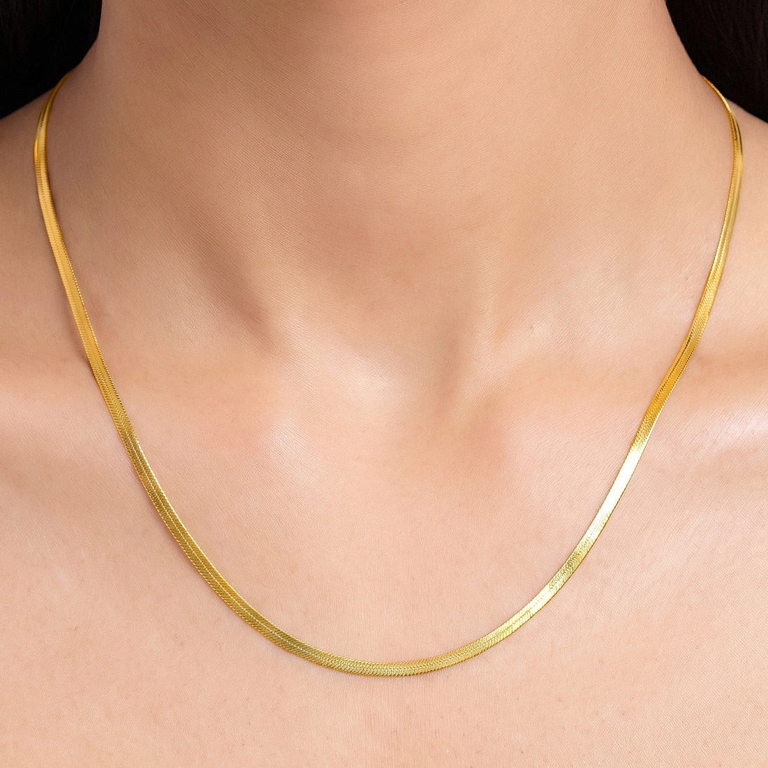 PRAO Necklace Anti-Tarnish Flat Snake Chain