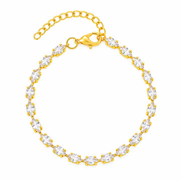 PRAO Bracelet Anti-Tarnish Small Marquise Crystal (Adjustable Size)