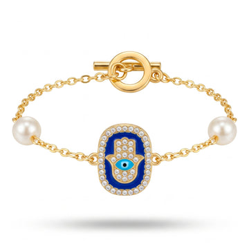 PRAO Bracelet Anti-Tarnish Hamsa Evil Eye (Adjustable Size)