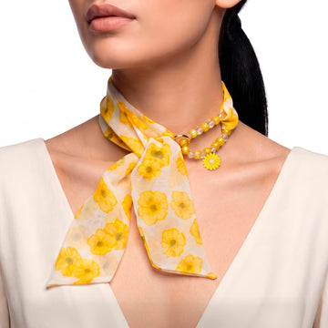 PRAO Necklace Cum Bracelet Anti-Tarnish Floral Neck Scarf With Beaded And Sunflower Charm
