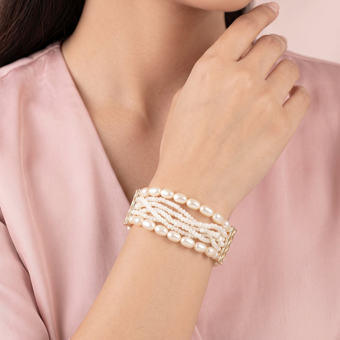PRAO Bracelet Anti-Tarnish Multi Pearl Braid (Adjustable Size)