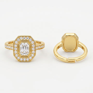 PRAO Ring Anti-Tarnish Emerald Cut Crystal (Adjustable Size)