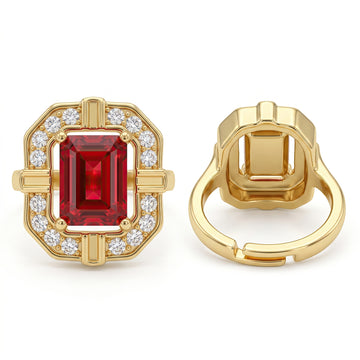 PRAO Ring Anti-Tarnish Red Halo Crystal (Adjustable Size)
