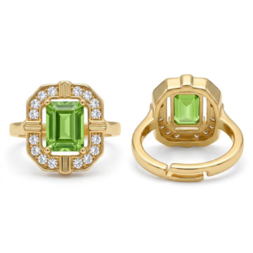 PRAO Ring Anti-Tarnish Green Halo Crystal (Adjustable Size)