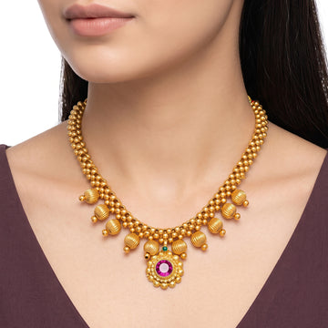 PRAO Necklace Anti-Tarnish Floral Bead Pendant