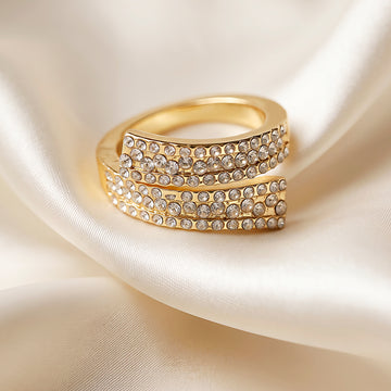 PRAO Ring Anti-Tarnish Multi Crystal Bypass (Adjustable Size)