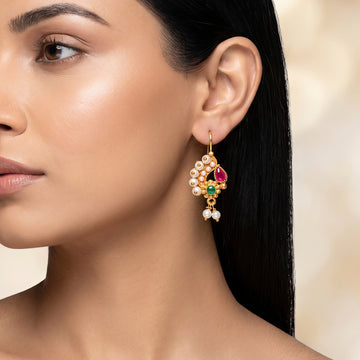 PRAO Earrings Anti-Tarnish Pearl Crescent Dangles