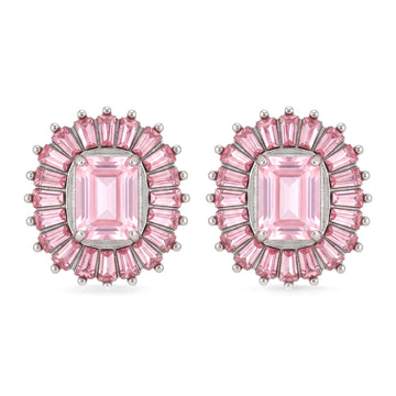 PRAO Earrings Anti-Tarnish Pink Sunburst Studs
