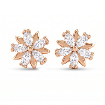 PRAO Earrings Anti-Tarnish Crystal Floral Studs