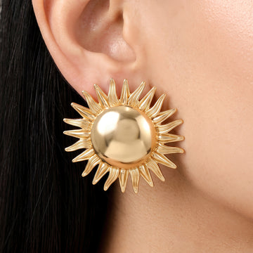 PRAO Earrings Anti-Tarnish Sunburst Studs