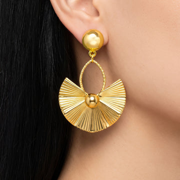 PRAO Earrings Anti-Tarnish Fan Drop Dangles