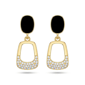 PRAO Earrings Anti-Tarnish Black Geometric Dangles