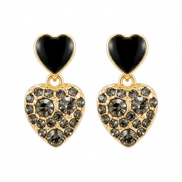 PRAO Earrings Anti-Tarnish Black Heart Dangles