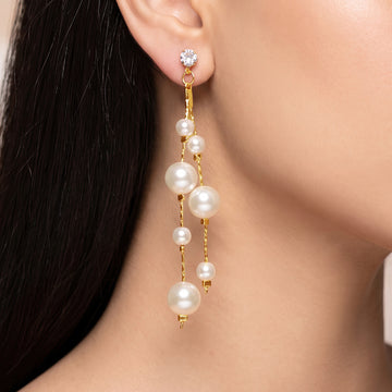 PRAO Earrings Anti-Tarnish Pearl Cascade Dangles
