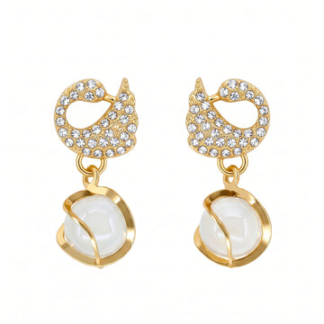 PRAO Earrings Anti-Tarnish Swan Stone Dangles