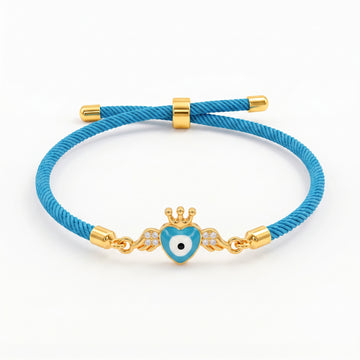PRAO Bracelet Anti-Tarnish Winged Heart Evil Eye Charm (Adjustable Size)