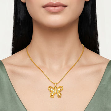 PRAO Necklace Anti-Tarnish Filigree Butterfly Pendant