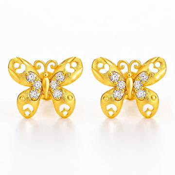 PRAO Earrings Anti-Tarnish Filigree Butterfly Studs