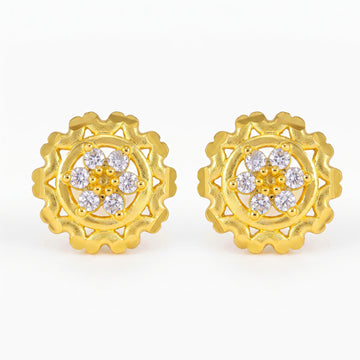 PRAO Earrings Anti-Tarnish Floral Crystal Studs