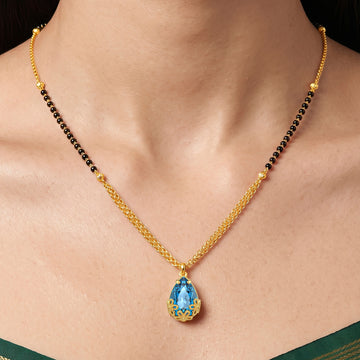 PRAO Necklace Anti-Tarnish Blue Crystal Mangalsutra
