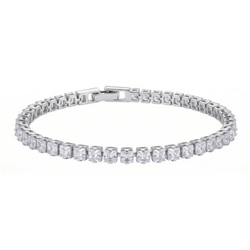 PRAO Bracelet Anti-Tarnish Princess Crystal Tennis (Adjustable Size)