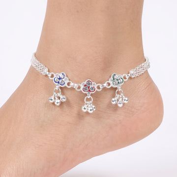 PRAO Anklet Anti-Tarnish Floral Ghungroo