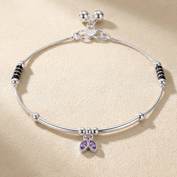 PRAO Anklet Anti-Tarnish Floral Stone Charm