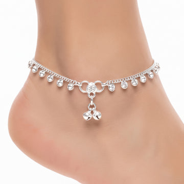 PRAO Anklet Anti-Tarnish Crystal Fringe Ghungroo