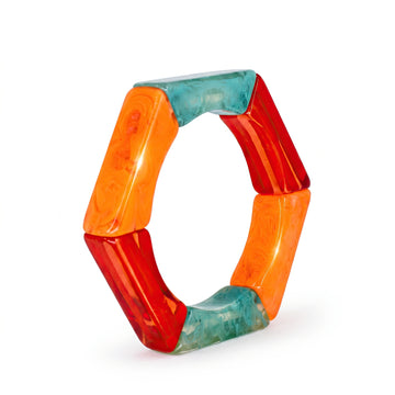PRAO Bracelet Anti-Tarnish Chunky Resin Block Links (Adjustable Size)