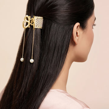PRAO Hair Claw Clip Anti-Tarnish Crystal Lattice Pearl