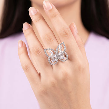 PRAO Ring Anti-Tarnish Crystal Butterfly (Adjustable Size)