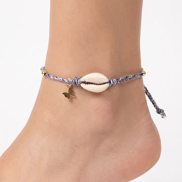 PRAO Anklet Anti-Tarnish Cowrie Butterfly Cord