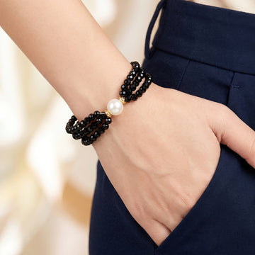 PRAO Bracelet Anti-Tarnish Black Pearl Beads (Adjustable Size)