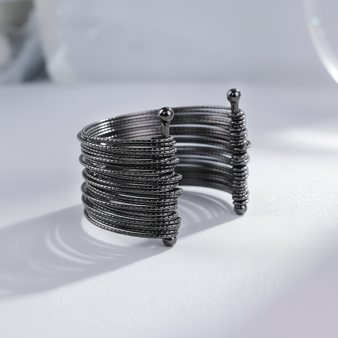 PRAO Anti-Tarnish Gunmetal Multilayer Bangle Bracelet (Adjustable Size)