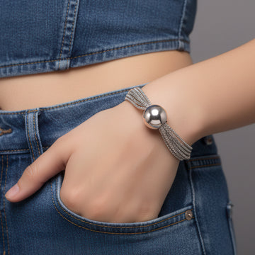 PRAO Bracelet Anti-Tarnish Silver Multilayered Box Chain (Adjustable Size)