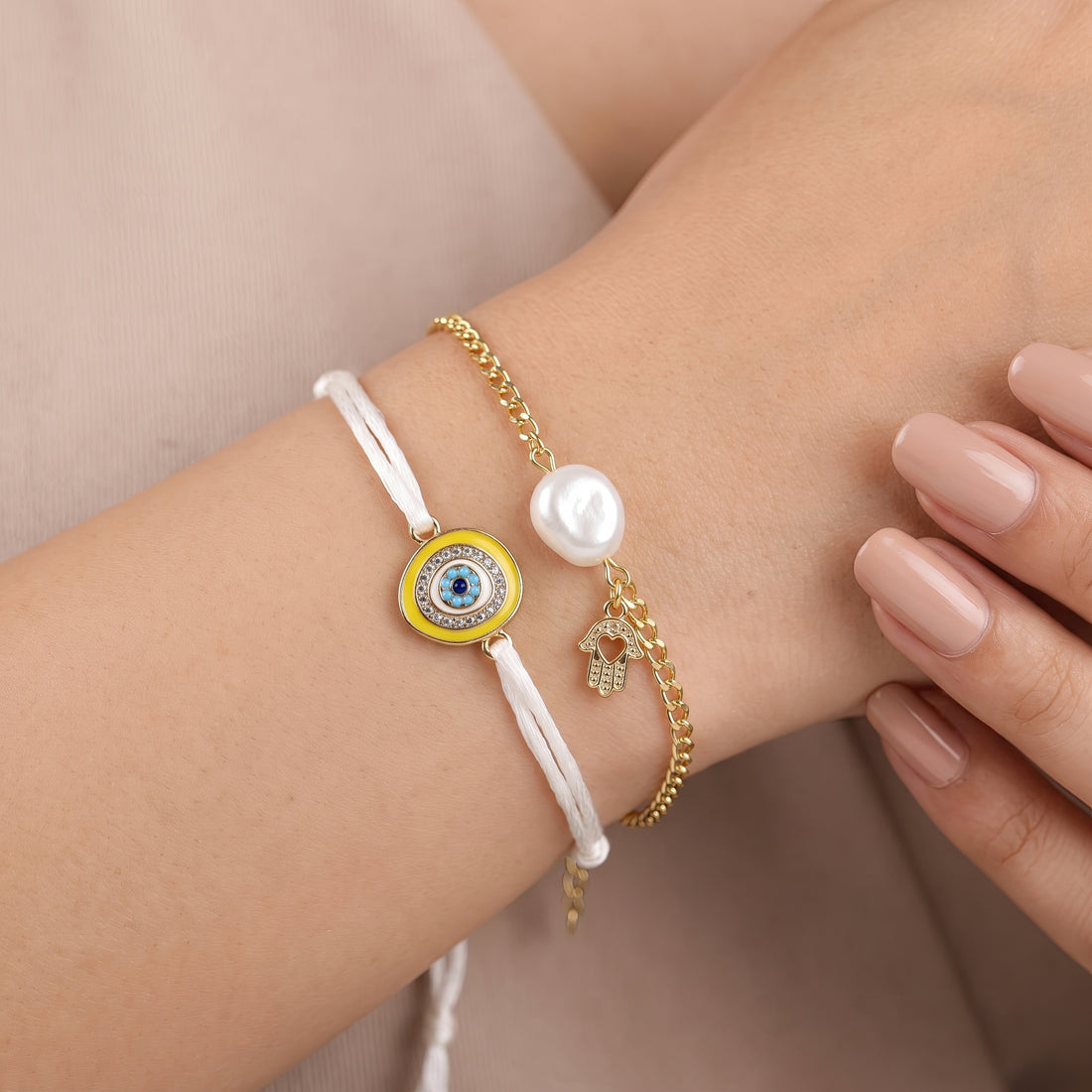 PRAO Bracelet Anti-Tarnish Evil Eye Layered (Adjustable Size)