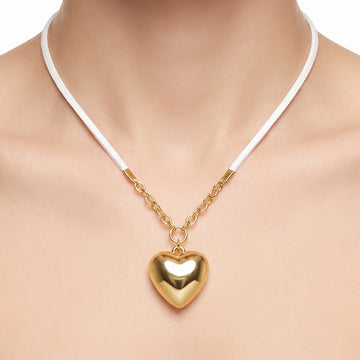 PRAO Necklace Anti-Tarnish White Cord Heart
