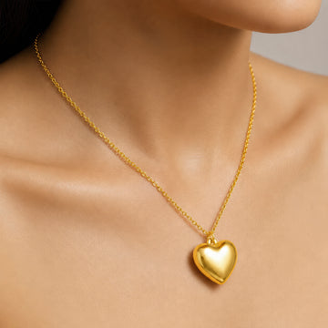 PRAO Necklace Anti-Tarnish Puffy Heart Chain